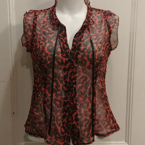 Atmosphere UK Leopard Print Button Up Sheer Blouse - Picture 6 of 7